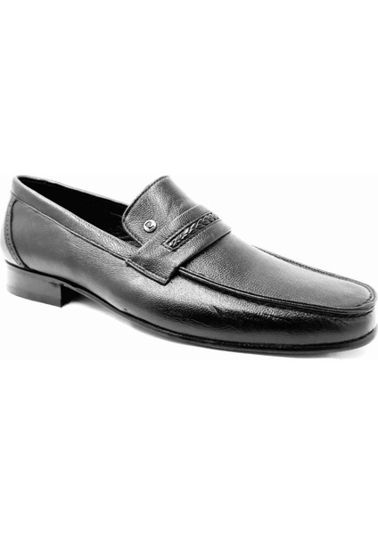 36110 Siyah Erkek Kösele Hakiki Deri Ayakkabı