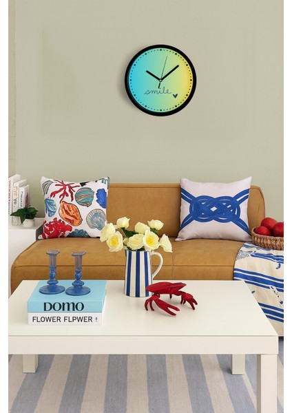 ' Smile '' Yazılı Modern Tasarım Duvar Saati - 25CM - Önü Camlı Siyah Kasa - Sessiz Mekanizma fiyatları