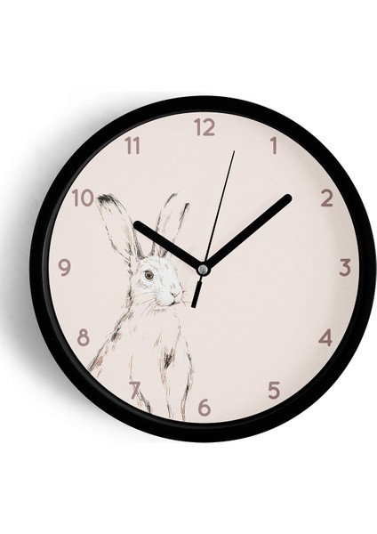 Soyut Tavşan Modern Tasarım Duvar Saati - 25CM - Önü Camlı Siyah Kasa - Sessiz Mekanizma