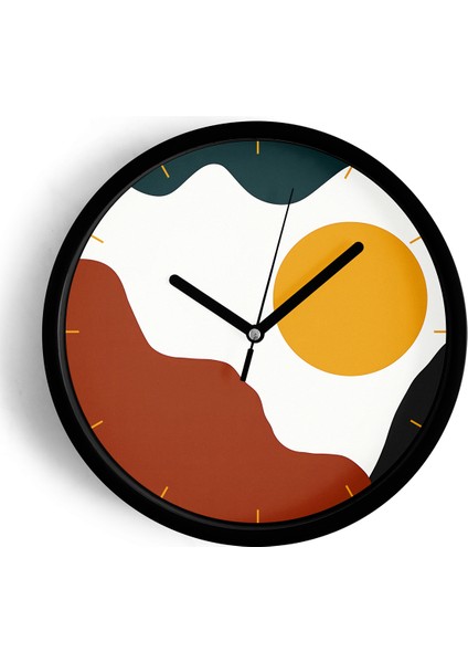 Modern Tasarım Duvar Saati - 25CM - Önü Camlı Siyah Kasa - Sessiz Mekanizma