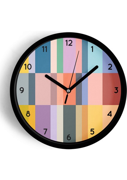 Modern Tasarım Duvar Saati - 25CM - Önü Camlı Siyah Kasa - Sessiz Mekanizma