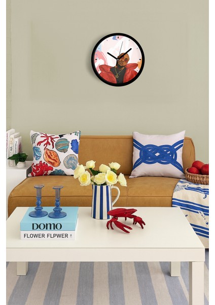 Hip-Hop Esintili Erkek Illüstrasyon Modern Duvar Saati - 25CM - Önü Camlı Siyah Kasa fiyatları