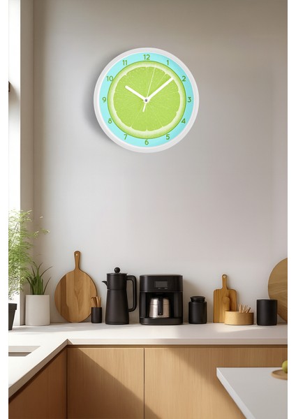 Lime Modern Tasarım Duvar Saati - 25CM - Önü Camlı Beyaz Kasa - Sessiz Mekanizma fiyatları