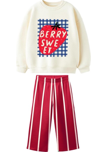 Kız Çocuk Baskılı 3 Iplik Pamuklu Kumaş Alt Üst Takım