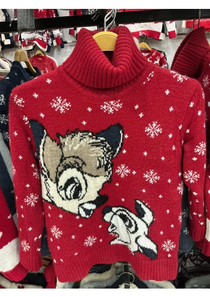 Çocuk Yılbaşı Geyik Desenli Balıkçı Yaka Triko Kazak fiyatları