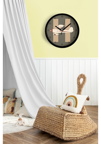 Helikopter Tasarımı Modern Duvar Saati - Çocuk Odası Duvar Saati - 25CM - Önü Camlı Siyah Kasa fiyatları