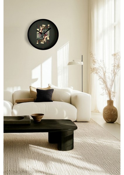 Iskambil Kartı Tarzı Çift Tasarımlı Modern Duvar Saati - 25CM - Önü Camlı Siyah Kasa fiyatları