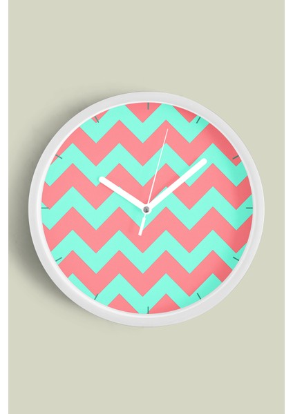 Geometrik Desenli Modern Duvar Saati - 25CM - Önü Camlı Beyaz Kasa - Sessiz Mekanizma