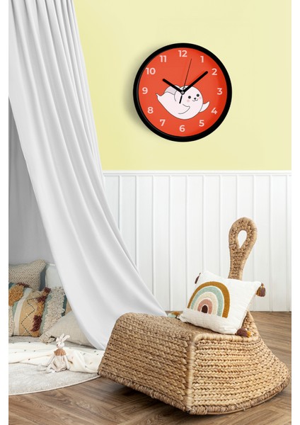 Sevimli Hayalet Kedi Tasarımlı Çocuk Odası Duvar Saati - 25CM - Önü Camlı Siyah Kasa fiyatları