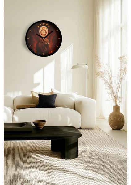 Galatasaray Tasarımlı Modern Duvar Saati - 25CM - Önü Camlı Siyah Kasa - Sessiz Mekanizma fiyatları