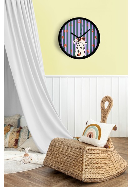 Dalmaçyalı Köpek Modern Duvar Saati - Çocuk Odası Duvar Saati - 25CM - Önü Camlı Siyah Kasa fiyatları