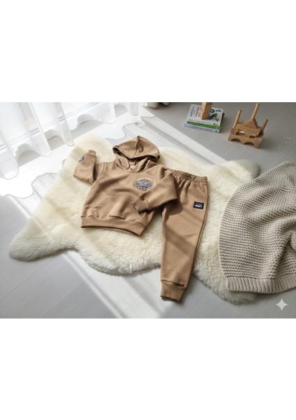 Erkek Çocuk Açık Kahve Backlsh Baskılı Kapişonlu 2'li Takım 3 Yaş fiyatları