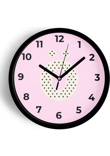 Ö Harfi Kız Odası Duvar Saati - 25CM - Önü Camlı Siyah Kasa - Sessiz Mekanizma