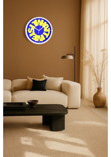 Modern Yazılı Tasarım - What Time Is It? Duvar Saati - 25CM - Önü Camlı Beyaz Kasa fiyatları