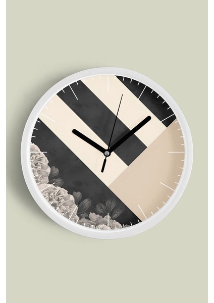 Soyut Tasarım Modern Duvar Saati - 25CM - Önü Camlı Beyaz Kasa - Sessiz Mekanizma