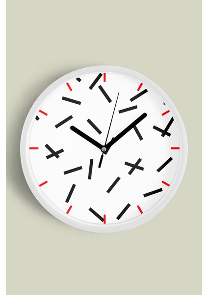 Soyut Geometrik Temalı Modern Duvar Saati - 25CM - Önü Camlı Beyaz Kasa - Sessiz Mekanizma