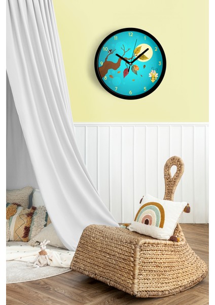 Sevimli Arı Çocuk Odası Duvar Saati - 42CM - Önü Camlı Siyah Kasa - Sessiz Mekanizma fiyatları