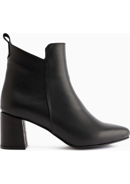 Julia Hakiki Deri Siyah Topuklu Kadın Bot modelleri