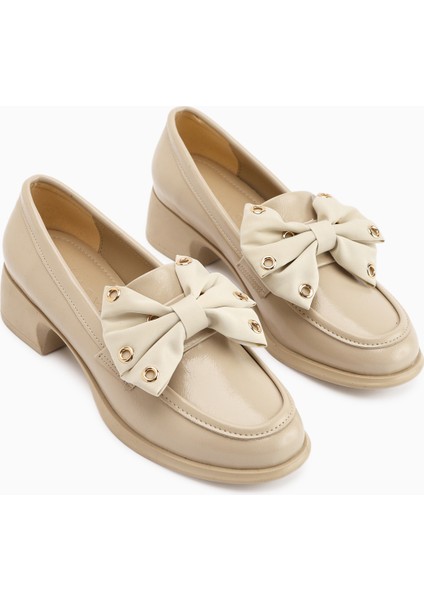Ivet Ten Fiyonk Detaylı Topuklu Loafer Kadın Ayakkabı fırsatları