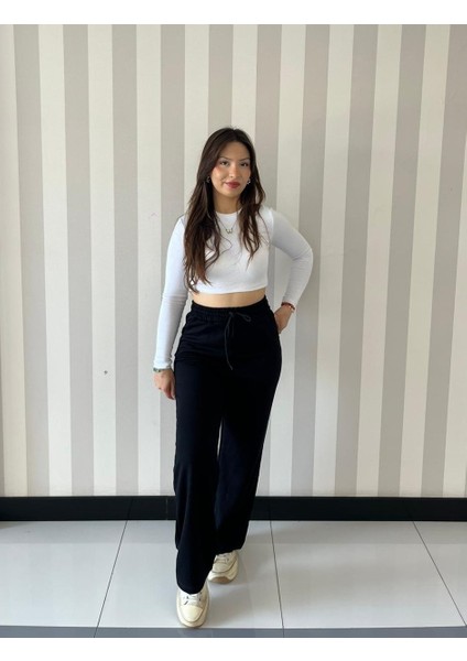 Kadın Yumuşacık Yüksel Bel Geniş Paça Modal Kumaş Eşofman