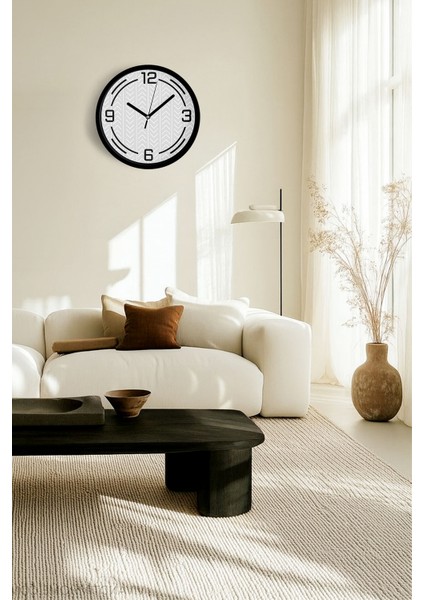 Modern Tasarım Duvar Saati - 25CM - Önü Camlı Siyah Kasa - Sessiz Mekanizma fiyatları
