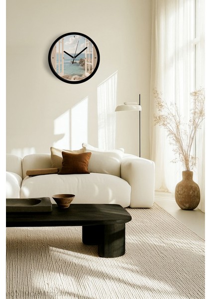 Huzura Açılan Pencere Modern Duvar Saati - 25CM - Önü Camlı Siyah Kasa - Sessiz Mekanizma fiyatları