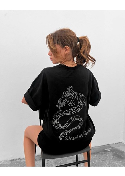 Taşlı Pamuk Kumaş Oversıze Kalıp Unısex Model Premıum Kalite T-Shırt