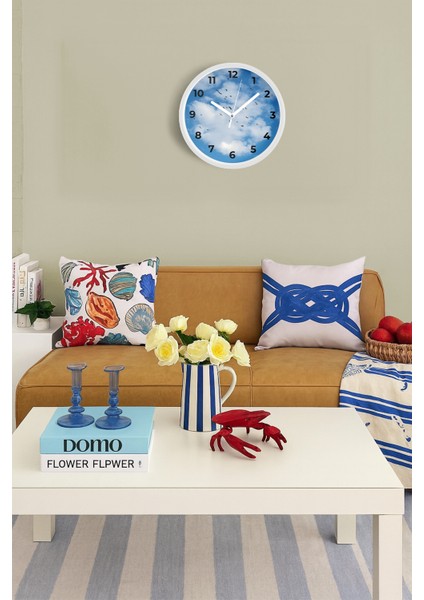 Doğa Manzara Temalı Modern Duvar Saati - 25CM - Önü Camlı Beyaz Kasa - Sessiz Mekanizma fiyatları