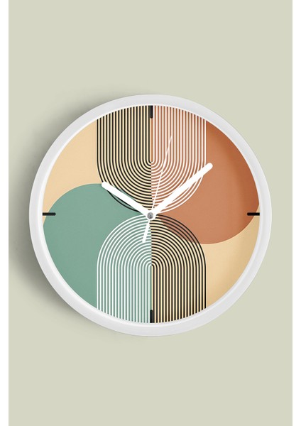 Soyut Tasarım Modern Duvar Saati - 25CM - Önü Camlı Beyaz Kasa - Sessiz Mekanizma