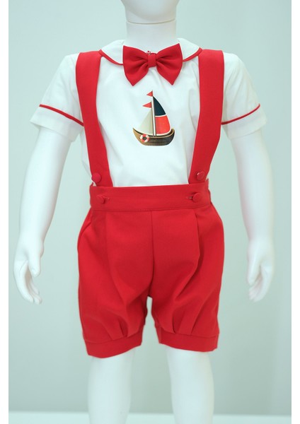 Yelkenli Baskılı Şort Salopet Takım