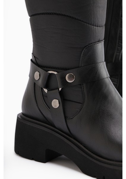 Katrin Siyah Metal Tokalı Kadın Biker Çizme fırsatları