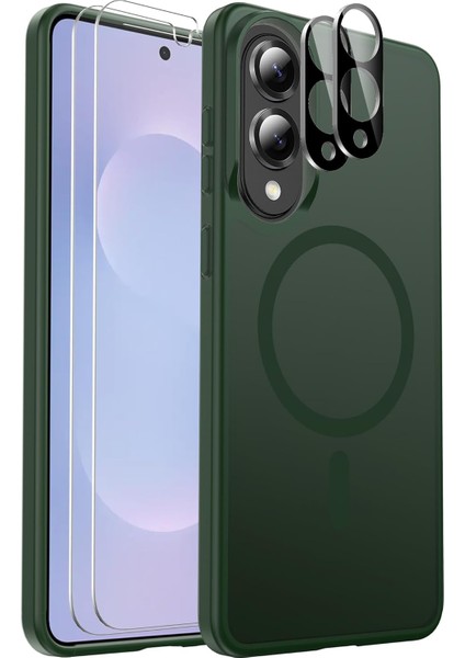 Samsung Galaxy A17 Uyumlu Ekran Koruyuculu Kılıf Magsafe Sarj Destekli Kamera Çıkıntılı Mat Kapak