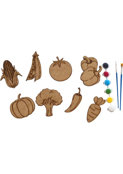 Ahşap Sandık, Sebze ve Meyve Figürleri Boyama Seti | Çocuk & Aile Aktivite, Eğitici Hobi Seti fiyatları