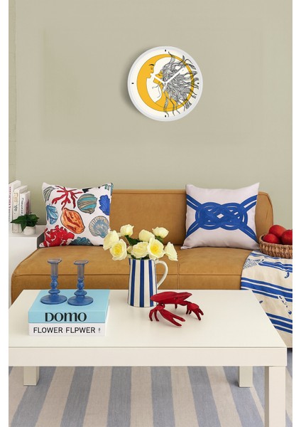 Güneş ve Ay Aşıklar Desenli Modern Duvar Saati - 25CM - Önü Camlı Beyaz Kasa - Sessiz Mekanizma fiyatları