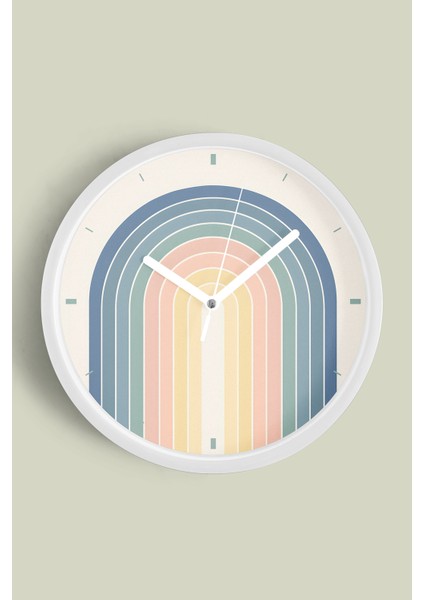 Modern Duvar Saati - 25CM - Önü Camlı Beyaz Kasa - Sessiz Mekanizma