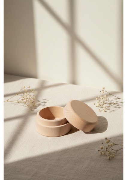 El Yapımı Kayın Ağacı Kapaklı Yuvarlak Takı Kutusu - Yüzük Kolye Aksesuar Saklama Ahşap Kutu fiyatları