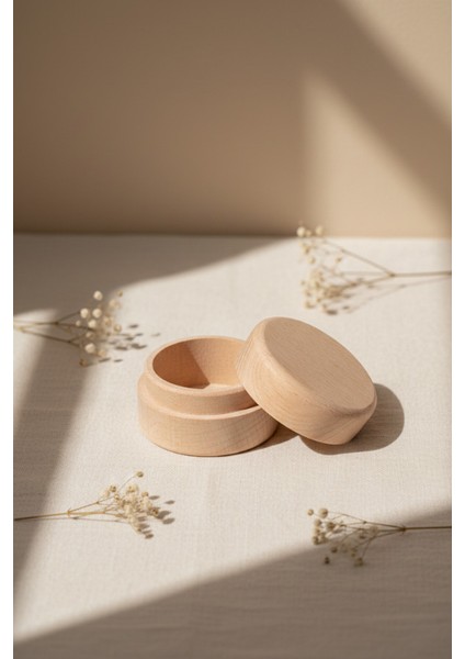 El Yapımı Kayın Ağacı Kapaklı Yuvarlak Takı Kutusu - Yüzük Kolye Aksesuar Saklama Ahşap Kutu indirimleri