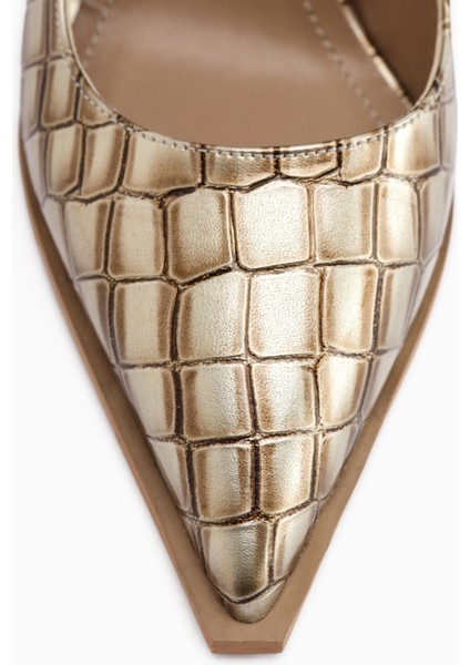 Lucy Krem Kroko Kalın Topuklu Ayakkabı Kadın Stiletto fırsatları