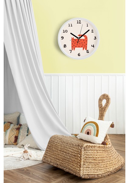 Sevimli Kedi Tasarım Modern Duvar Saati - Çocuk Odası Duvar Saati - 25CM - Önü Camlı Beyaz Kasa fiyatları