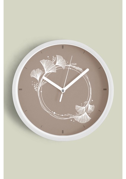 Minimal Çiçek Halkalı Modern Duvar Saati - 25CM - Önü Camlı Beyaz Kasa - Sessiz Mekanizma