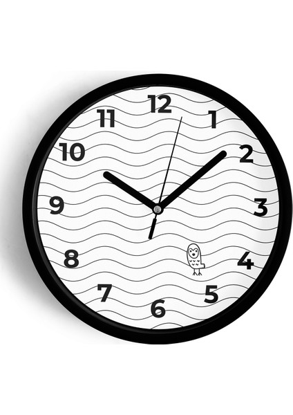 Modern Tasarım Duvar Saati - 42CM - Önü Camlı Siyah Kasa - Sessiz Mekanizma