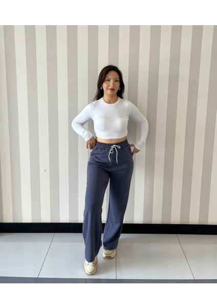 Kadın Yumuşacık Yüksel Bel Geniş Paça Modal Kumaş Eşofman