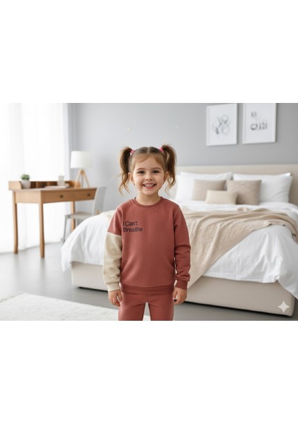 Unisex Bej Kiremit Polar Eşofman Takım 9 Yaş