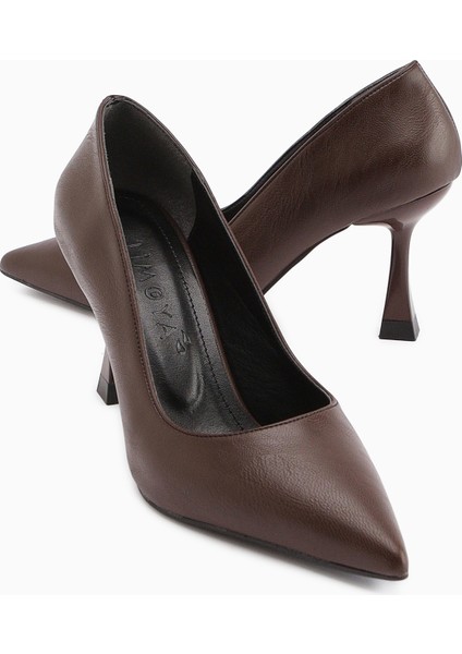 Celestine Kahve Kırışık Sivri Burunlu Stiletto