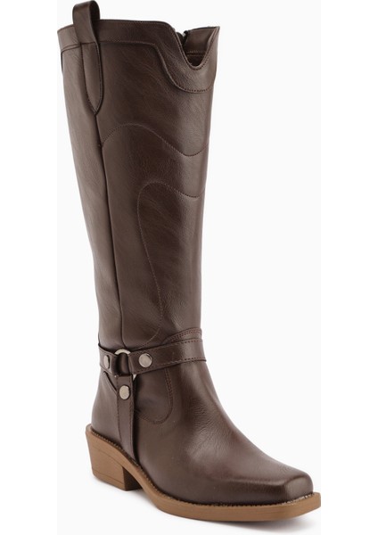 Ferial Kahve Nakışlı Küt Burunlu Kadın Dakota Çizme fiyatları