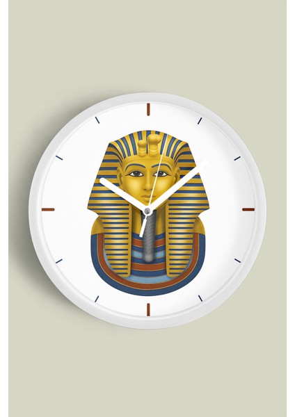 Firavun Modern Duvar Saati - 25CM - Önü Camlı Beyaz Kasa - Sessiz Mekanizma