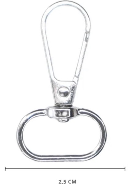 Paris Kanca 2 cm – 100 Adet | Metal Döner Çanta Kancası & Askı Aparatı Gümüş