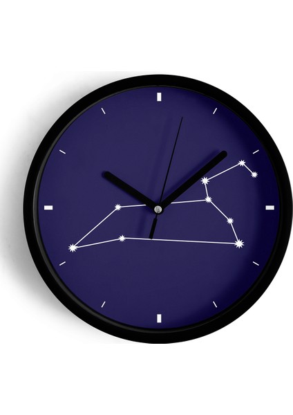 Yıldız Takımı Desenli Modern Duvar Saati - 25CM - Önü Camlı Siyah Kasa - Sessiz Mekanizma