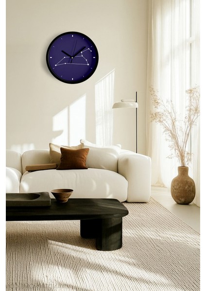 Yıldız Takımı Desenli Modern Duvar Saati - 25CM - Önü Camlı Siyah Kasa - Sessiz Mekanizma fiyatları