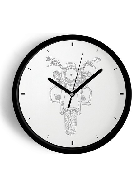 Hd Motor Tasarım Duvar Saati - 25CM - Önü Camlı Siyah Kasa - Sessiz Mekanizma